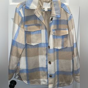 H&M blue tan jacket